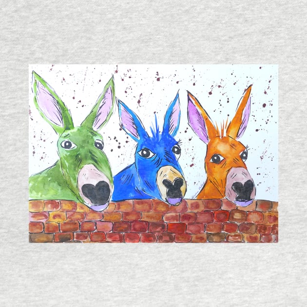 Three Quirky Colourful Donkeys by Casimirasquirkyart